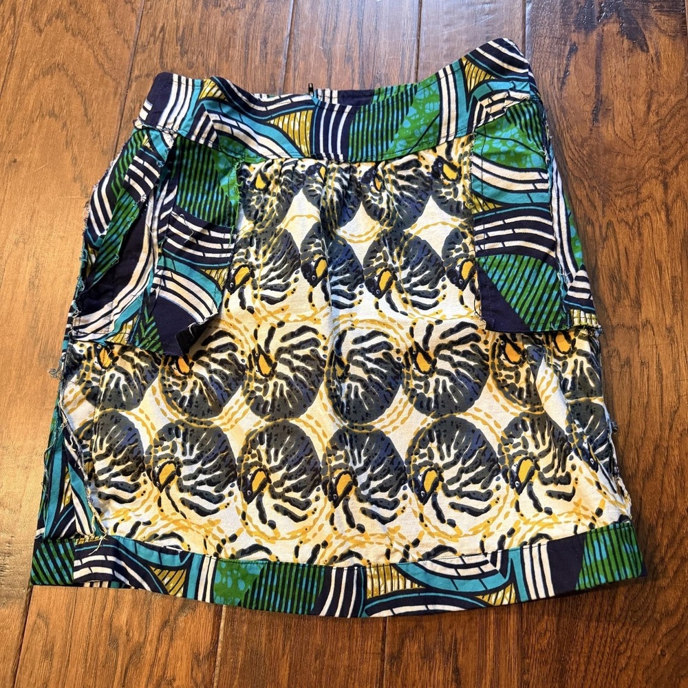 Hand sewn Skirt Womens Small Hitarget Tribal Wax Print fabric Cotton chic CUTE! - Picture 12 of 13